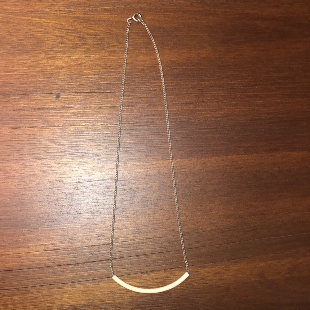 Silver and cream bar necklace